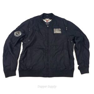Harley Davidson Mens Jacket Soft Sheel Nylon Sz Large Black RN 103819 CA 03402